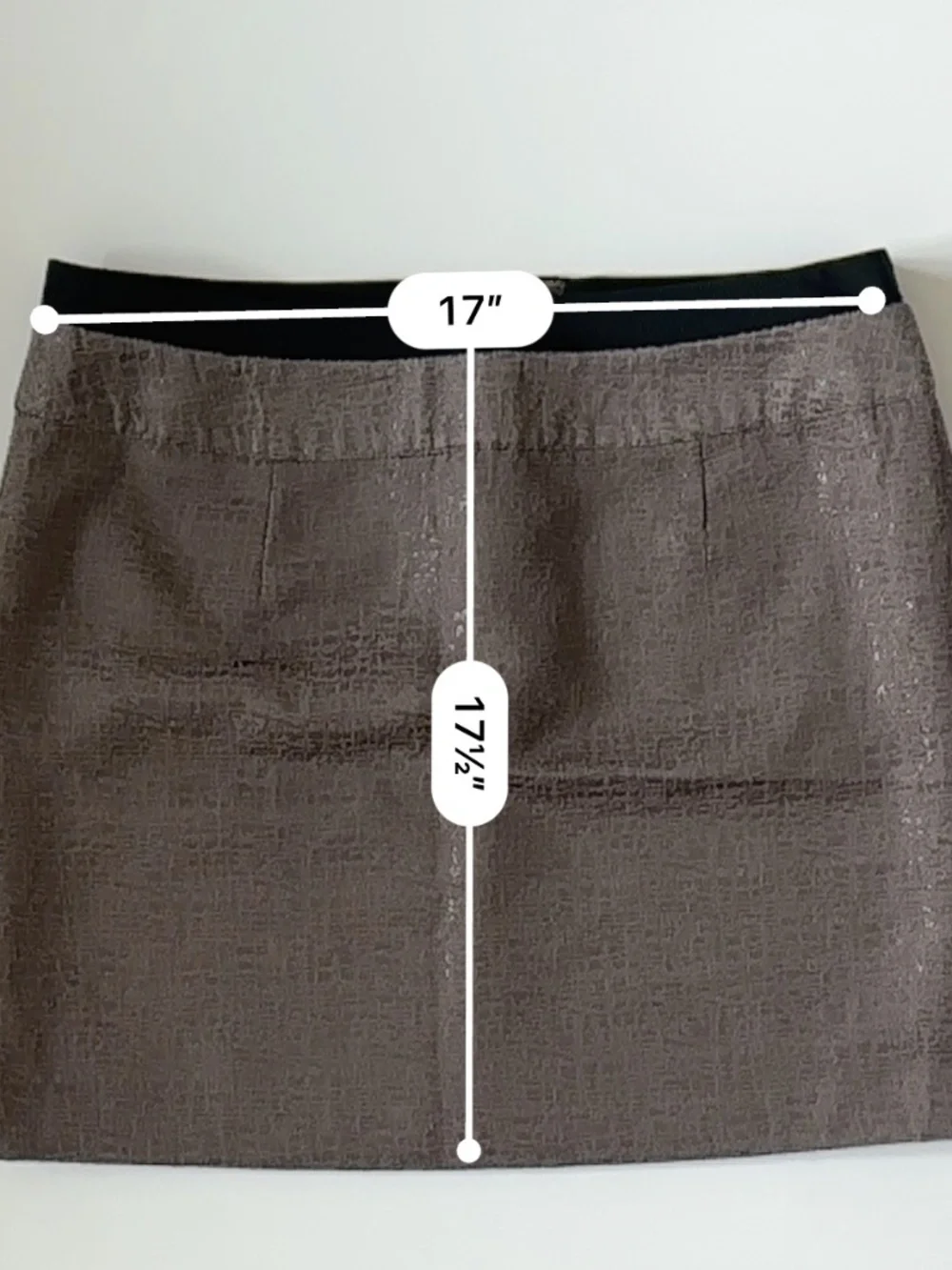 LOFT Metallic Textured Mini Skirt Size 12 Taupe Brown Black Waist Y2K